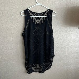 Mossimo sheer black top with print
